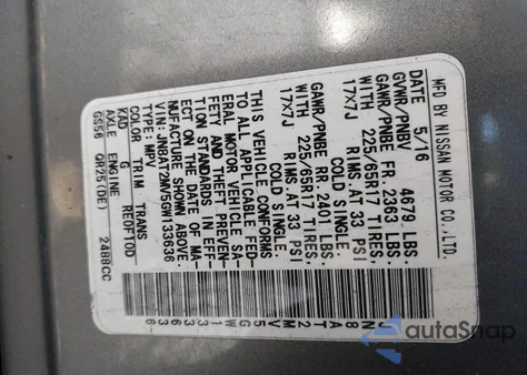 2016 Nissan Rogue S z USA, uszkodzony, nr VIN JN8AT2MV5GW133636